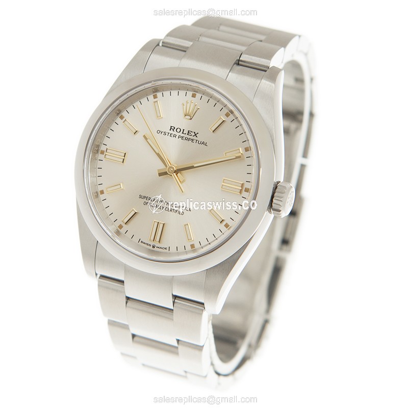 Rolex OYSTER PERPETUAL Replica - Automatic - Steel Case - Silver Dial - View 3