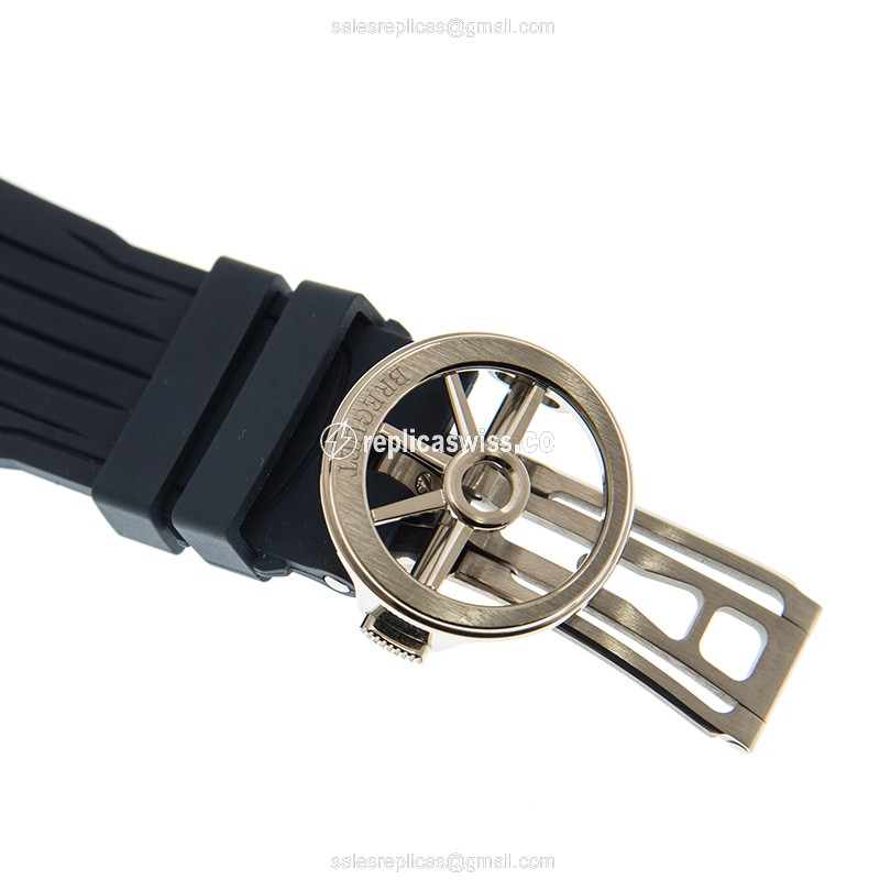 Breguet 5517BB/Y2/5ZU Replica - Automatic - 18kt White Gold - Blue Dial - Rubber Blue Strap - View 4