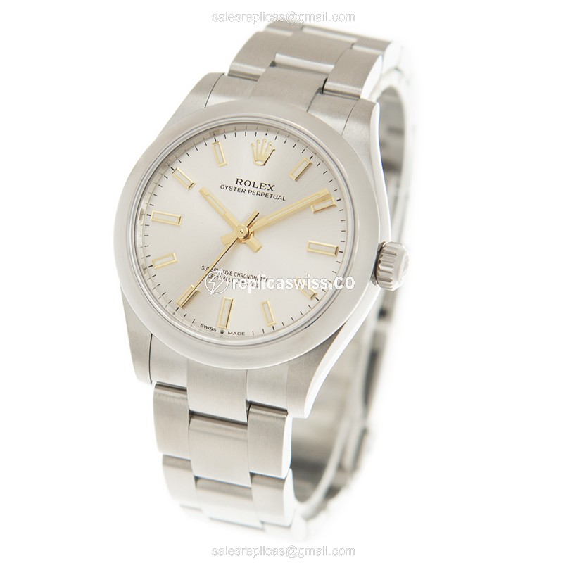 Rolex OYSTER PERPETUAL Replica - Automatic - Silver Case - Steel Band - View 3