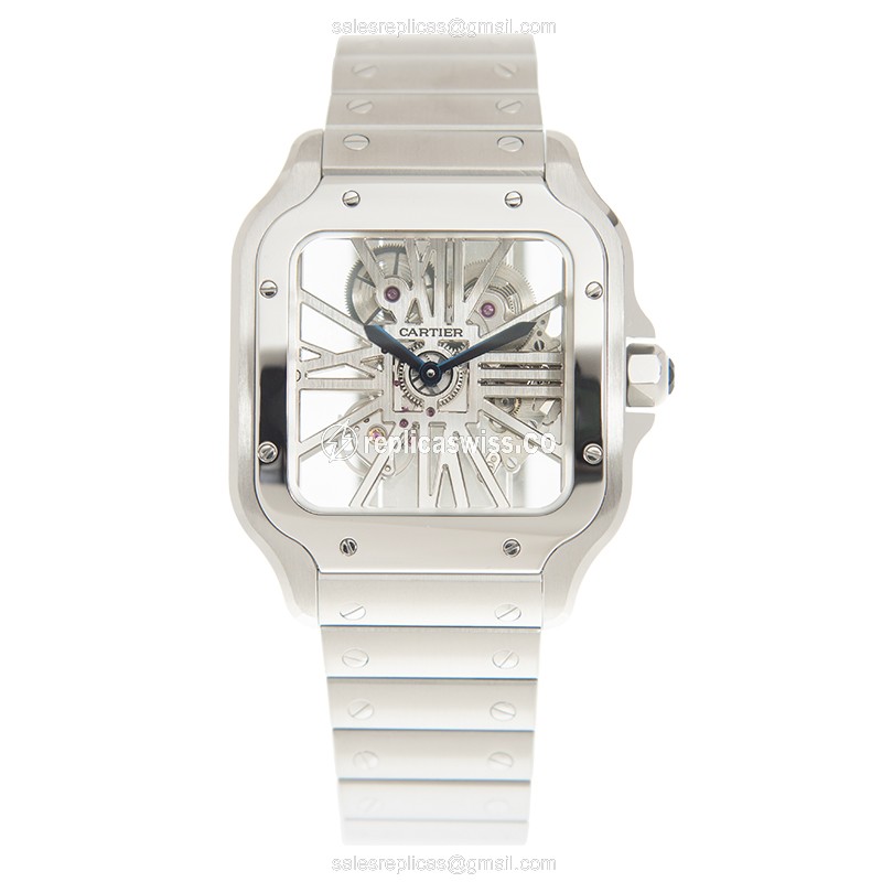 Cartier Santos Replica - Manual - Steel Case - Transparent Dial - Silver Steel - View 2