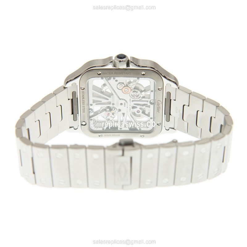 Cartier Santos Replica - Manual - Steel Case - Transparent Dial - Silver Steel - View 4