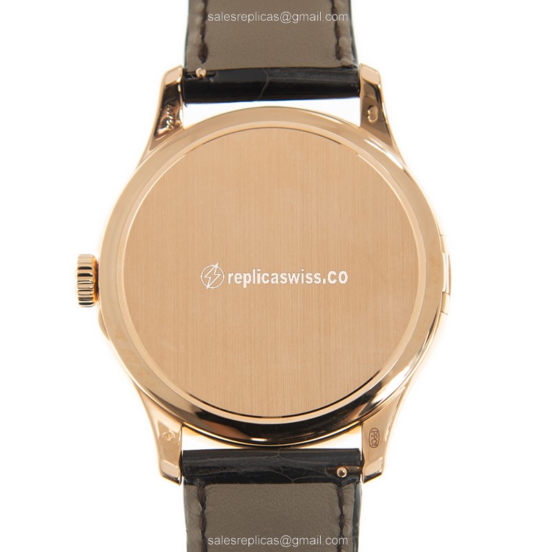 Patek Philippe Calatrava Replica - Automatic - 18kt Rose Gold - Beige Dial - Brown Alligator Strap - View 3