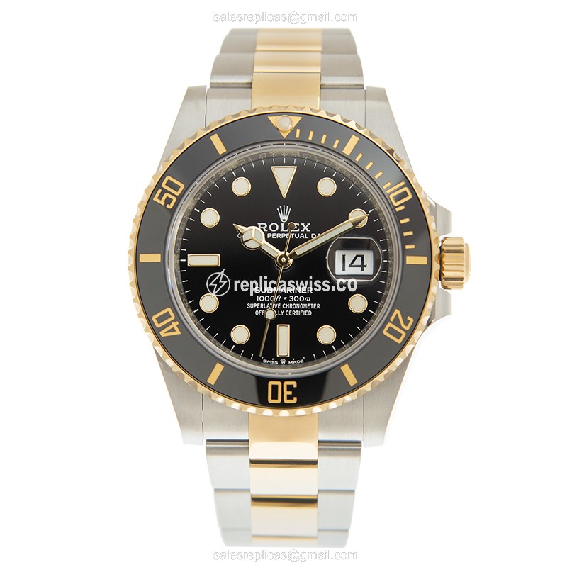 Rolex Submariner Replica - Automatic - Gold & Steel - Black Dial - View 2