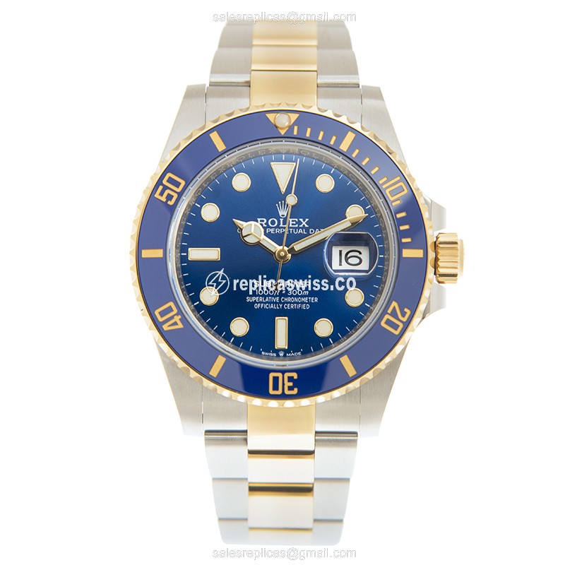 Rolex Submariner Replica - Automatic - Blue Dial - Steel Case - Gold Strap - View 2