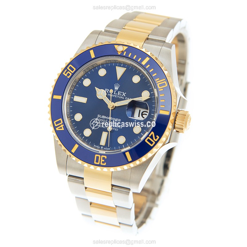 Rolex Submariner Replica - Automatic - Blue Dial - Steel Case - Gold Strap - View 3