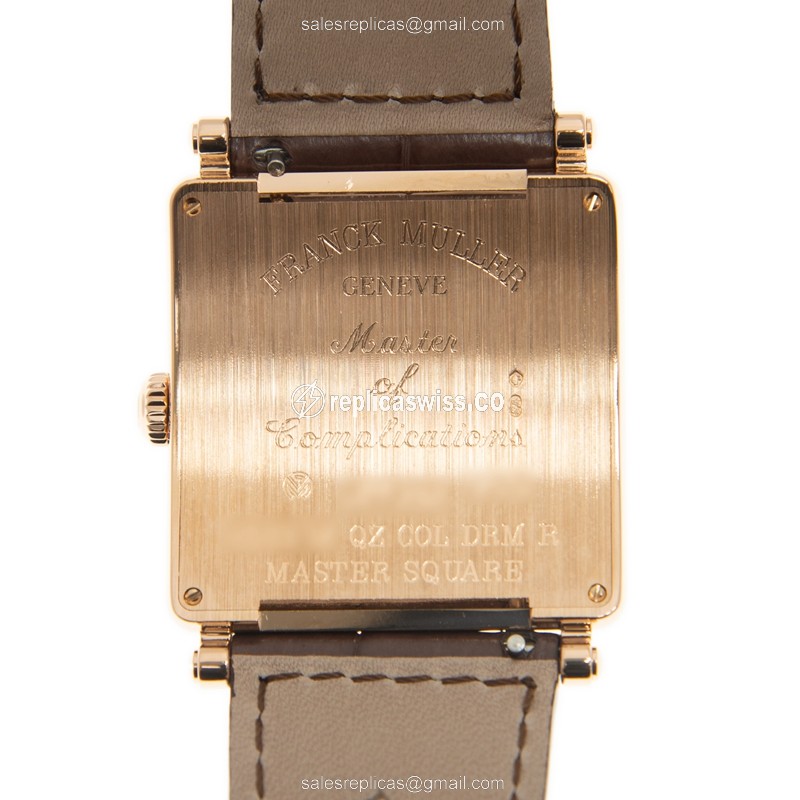 Franck Muller Replica 6002 M QZ COL DRM R - Quartz 18kt Rose Gold Diamonds, Silver Dial Brown Leather Strap Buckle - View 3