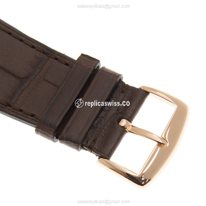Franck Muller Replica 6002 M QZ COL DRM R - Quartz 18kt Rose Gold Diamonds, Silver Dial Brown Leather Strap Buckle - View 4
