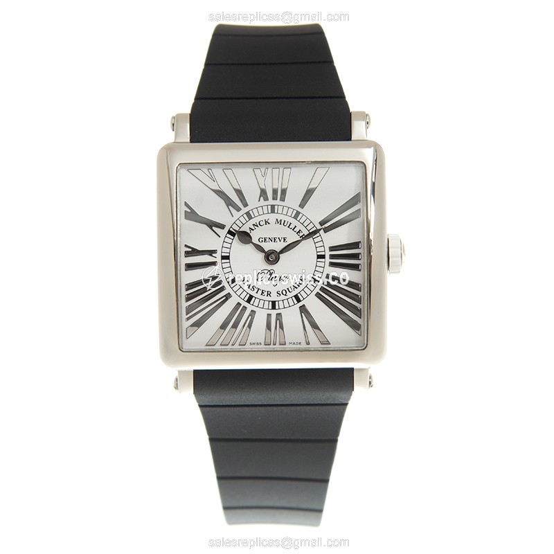 Franck Muller 6002 M QZ REL R PLY Replica - Quartz - Stainless Steel Case - Silver Dial - Black Rubber Strap - View 2