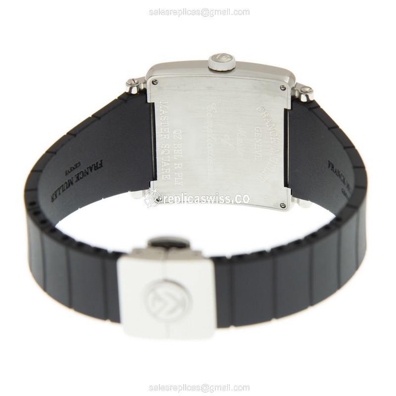 Franck Muller 6002 M QZ REL R PLY Replica - Quartz - Stainless Steel Case - Silver Dial - Black Rubber Strap - View 4