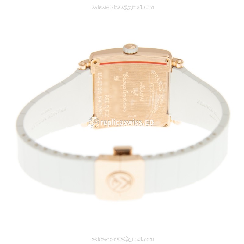 Franck Muller 6002 M QZ REL R PLY - Quartz - 18kt Rose Gold Case - White Dial - Rubber Strap - View 4