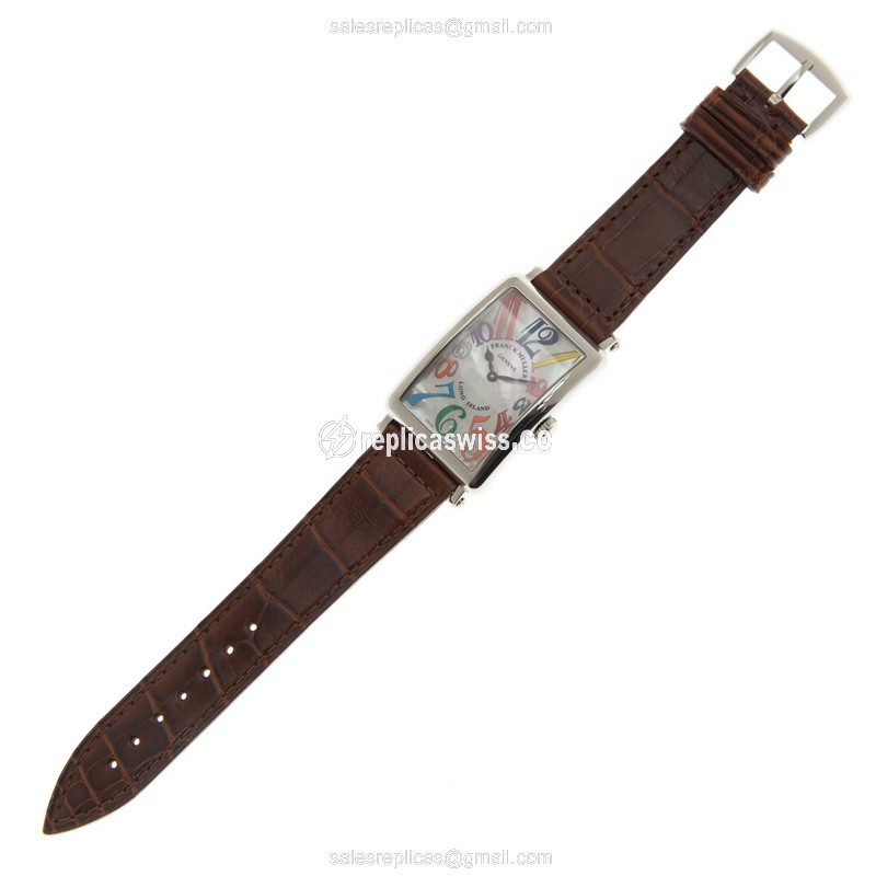 Franck Muller 952QZ COL DRM MOP Long Island - Quartz - White Dial - Alligator Brown - Buckle Clasp - View 2
