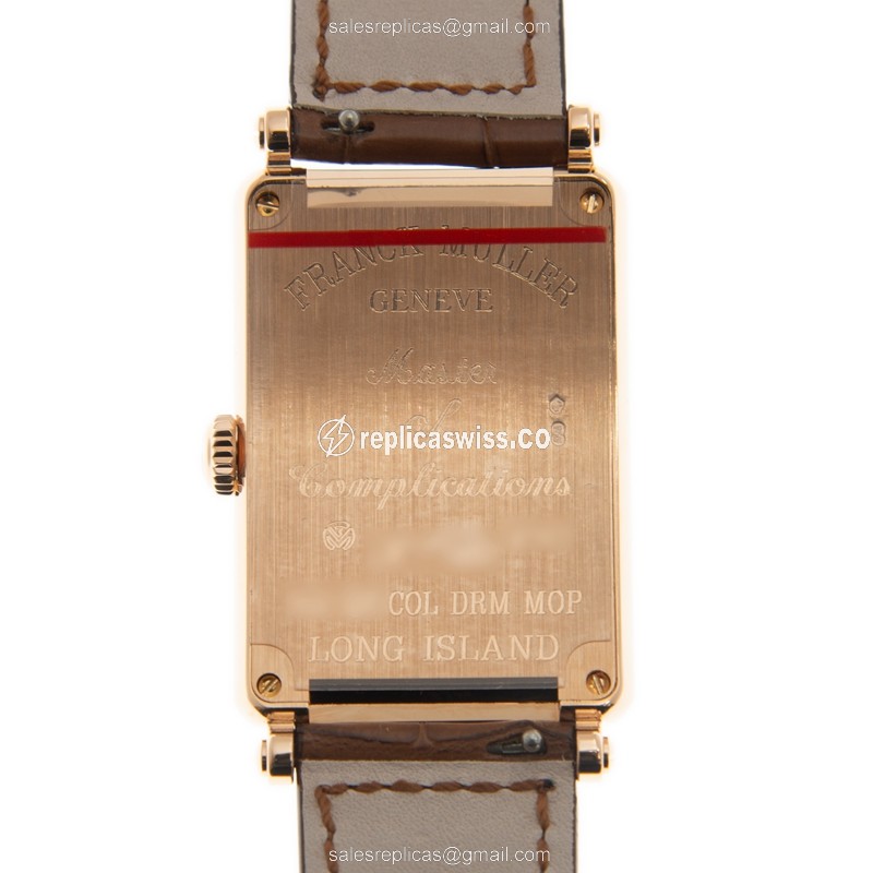 Franck Muller 952 QZ COL DRM MOP 5N Replica - Quartz - 18kt Rose Gold - White Dial, Brown Alligator Strap - View 3