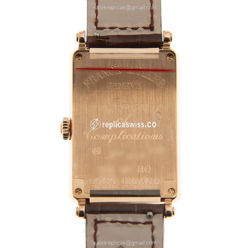 Franck Muller 952 QZ HO Replica - Quartz - 18kt Rose Gold - White Dial, Brown Leather Strap - View 3
