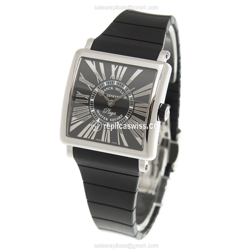 Franck Muller 6002 M QZ REL R PLY - Black Dial - Quartz - Steel Case - Black Rubber Strap - View 3