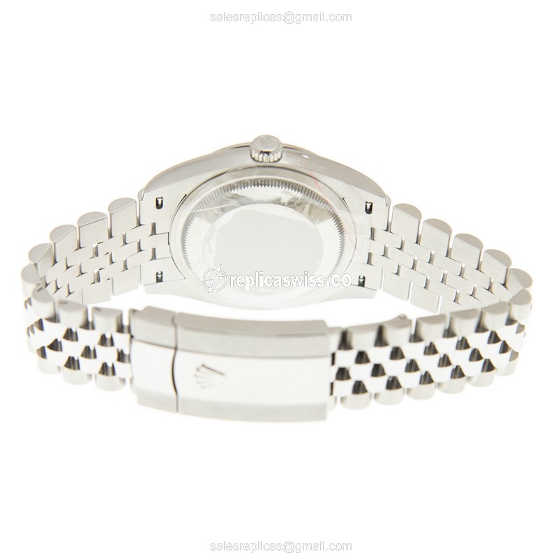 Rolex Datejust Replica - Automatic - 18kt White Gold & Steel - Black Dial on Silver Steel Strap - View 4