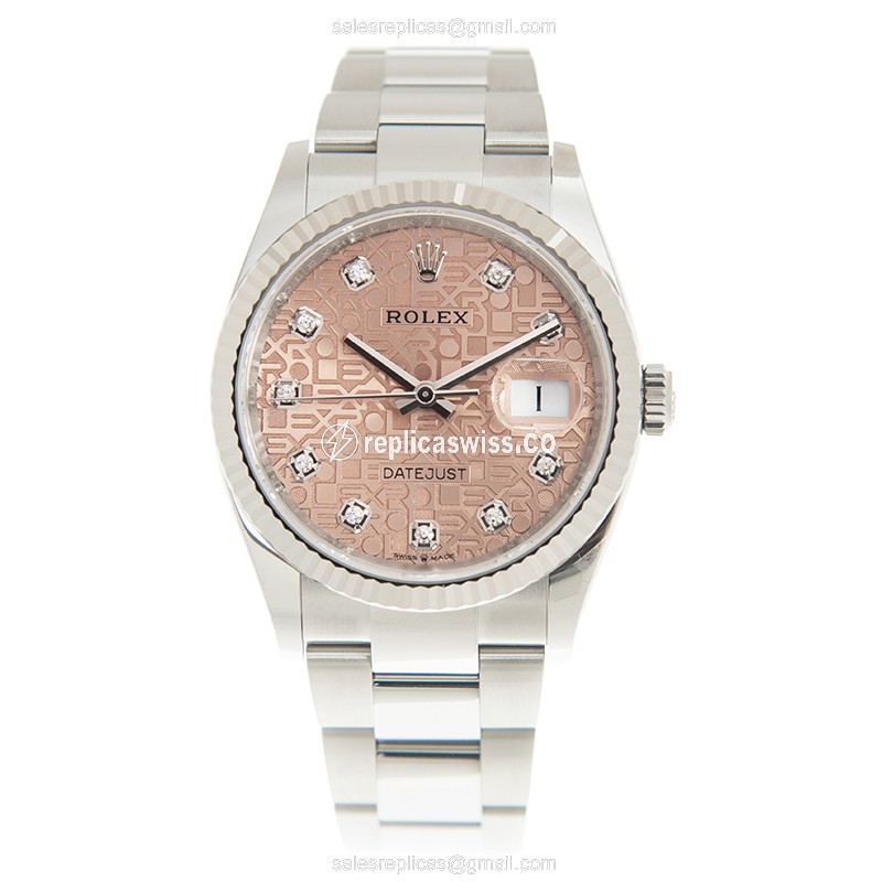 Rolex Day-Date Replica - Automatic - 18kt White Gold & Steel - Pink Dial - Silver Clasp - Steel Strap - View 2