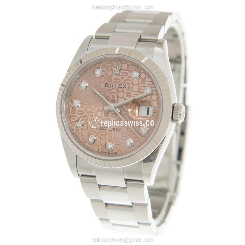 Rolex Day-Date Replica - Automatic - 18kt White Gold & Steel - Pink Dial - Silver Clasp - Steel Strap - View 3