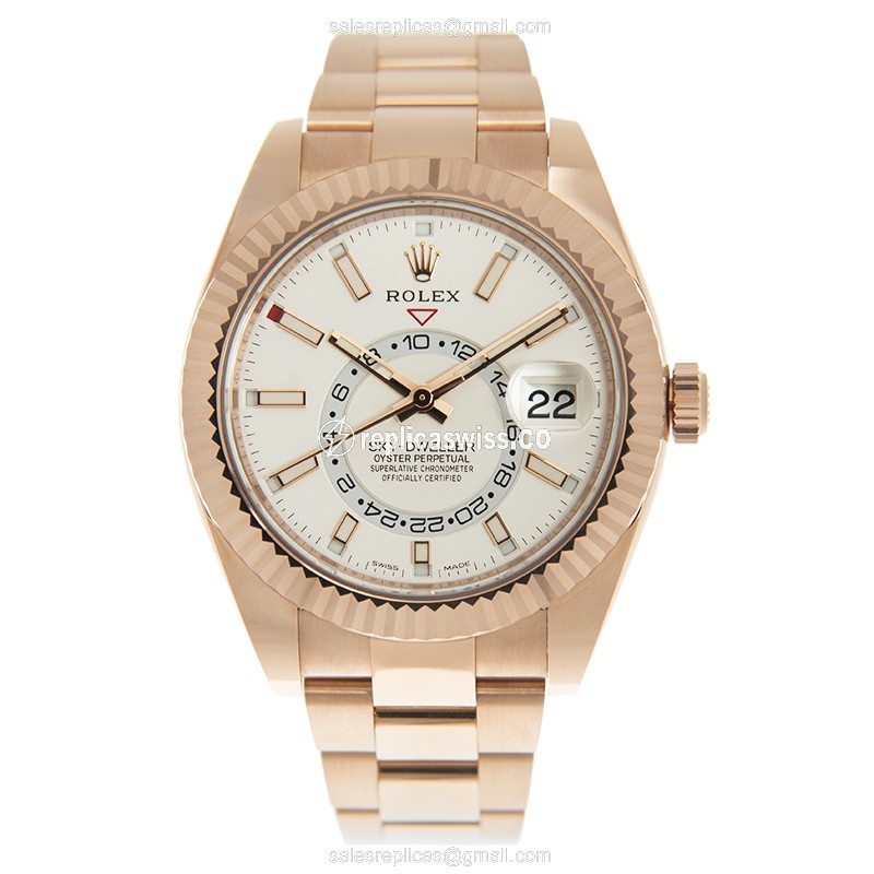 Rolex 326935WT Replica | Automatic | 18kt Gold Case, White Dial | Gold Clasp, Gold Strap - View 2