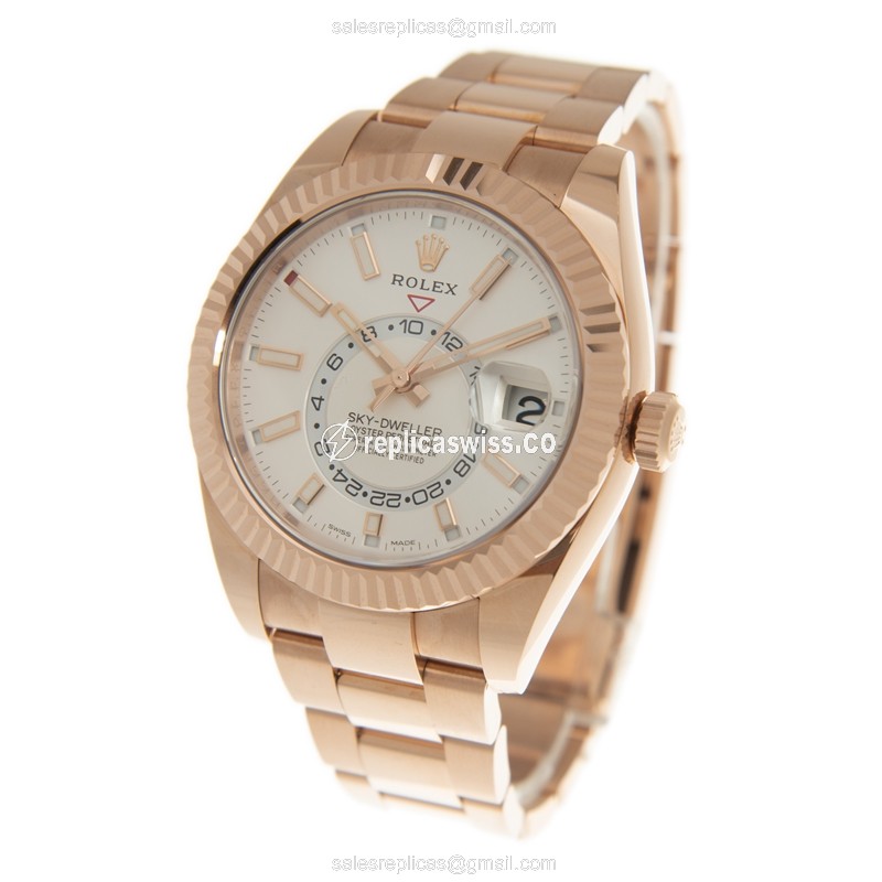 Rolex 326935WT Replica | Automatic | 18kt Gold Case, White Dial | Gold Clasp, Gold Strap - View 3