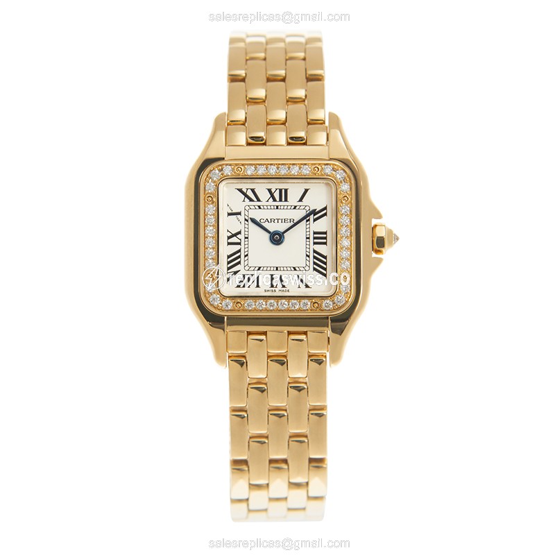 Cartier WJPN0015 PANTHeRE - Quartz - 18kt Gold - Diamond - White Dial - Gold Clasp - View 2