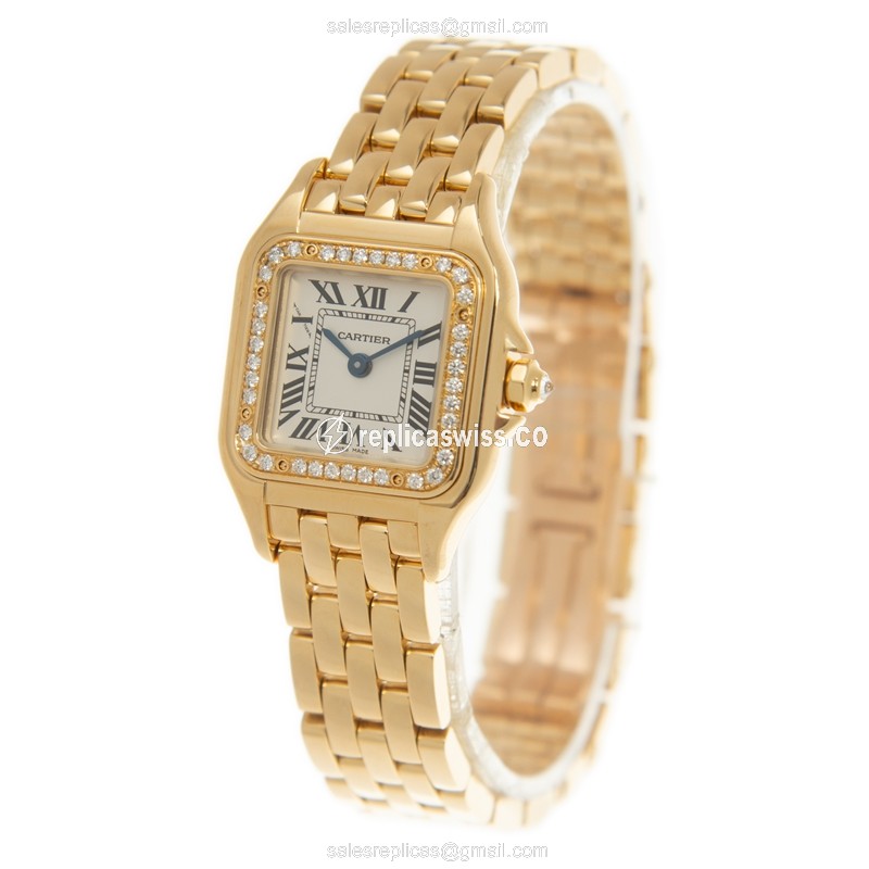 Cartier WJPN0015 PANTHeRE - Quartz - 18kt Gold - Diamond - White Dial - Gold Clasp - View 3
