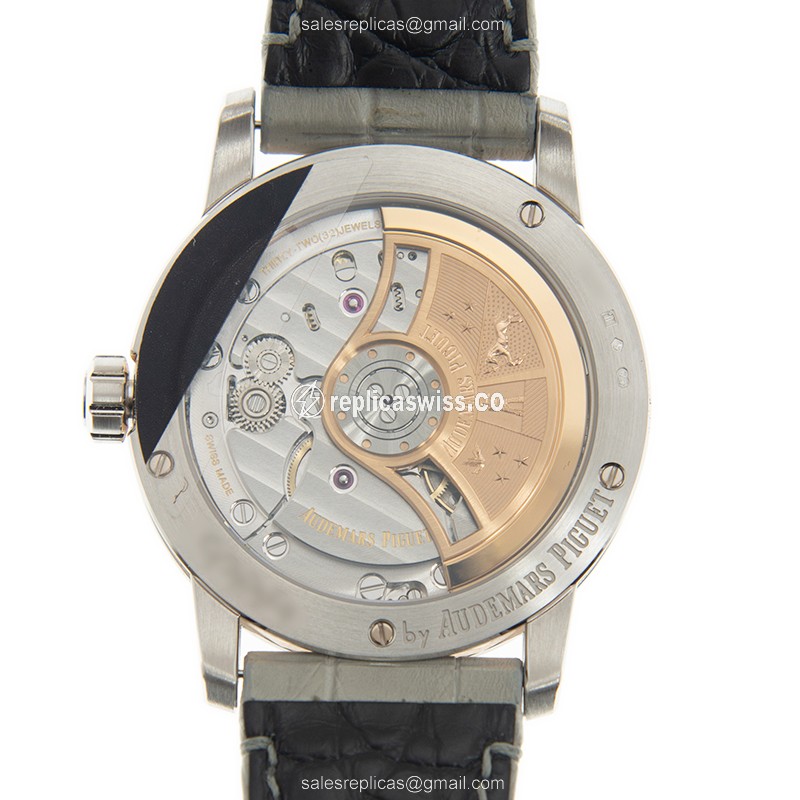 CODE 11.59 Audemars Piguet Replica - Automatic - 18kt Rose Gold - Silver Dial - Grey Alligator Strap - View 3