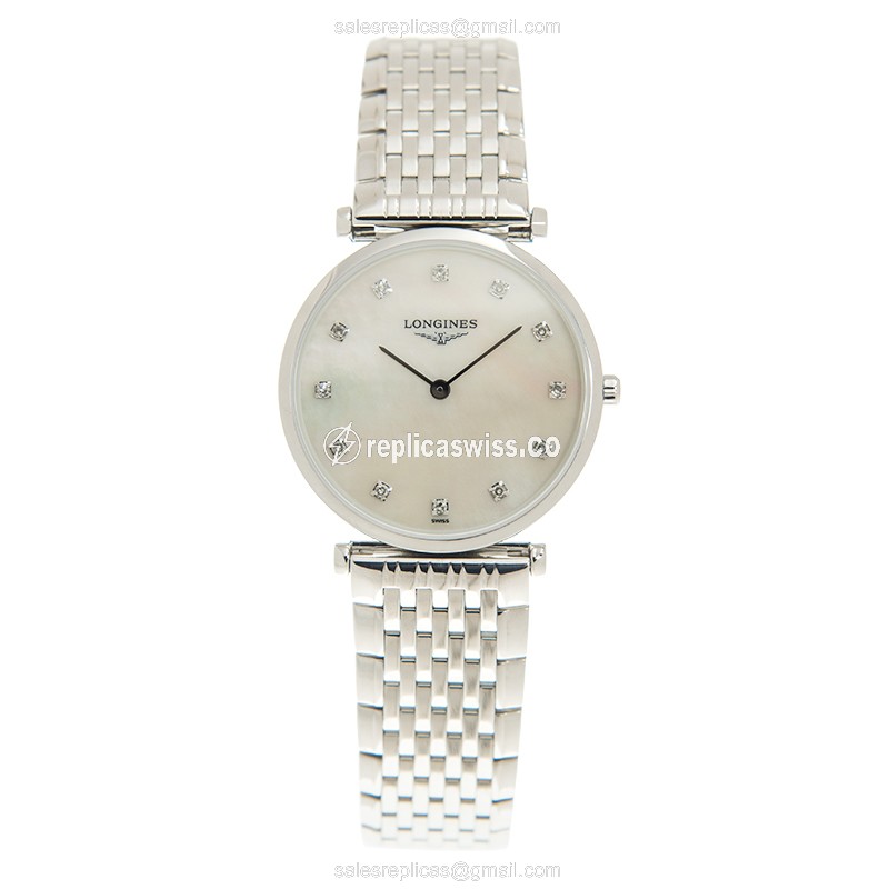 Longines LA GRANDE Quartz - Steel Case, White Dial, Silver Clasp - Steel Strap - View 2