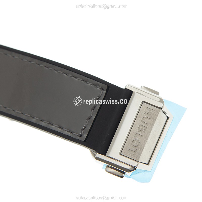 Hublot Big Bang Replica - Automatic - Stainless Steel & Diamond - Gray Dial - Grey Alligator Strap - View 4