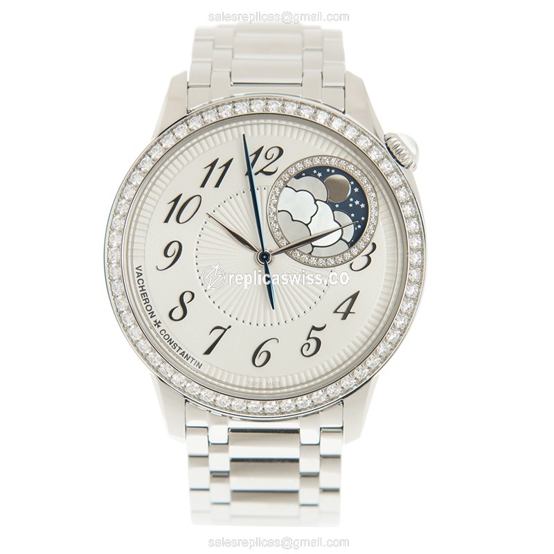 Vacheron Constantin 8005F/120A-B497 - Auto - Diamond Case - White Dial - Silver Steel Band - View 2