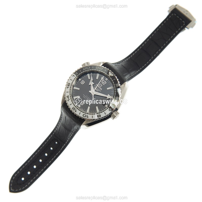 Omega Seamaster Replica - Automatic - Steel Case - Black Dial, Leather Strap - View 2