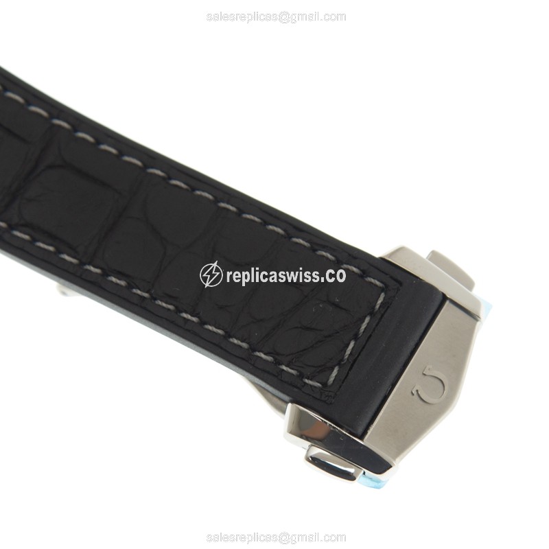 Omega Seamaster Replica - Automatic - Steel Case - Black Dial, Leather Strap - View 4