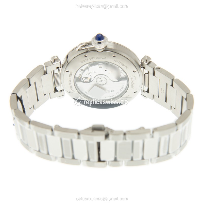 Cartier Pasha Replica - Automatic - Steel Case - Silver Dial - Silver Strap - View 4