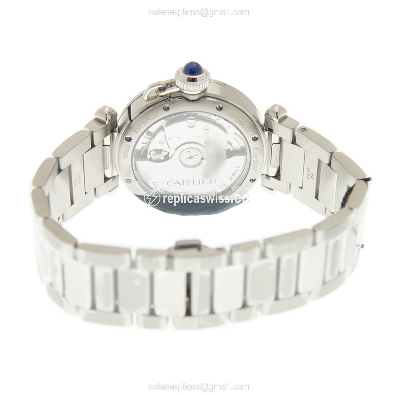 Cartier Pasha Replica - Automatic - Stainless Steel - Silver Dial - Steel Strap - View 4