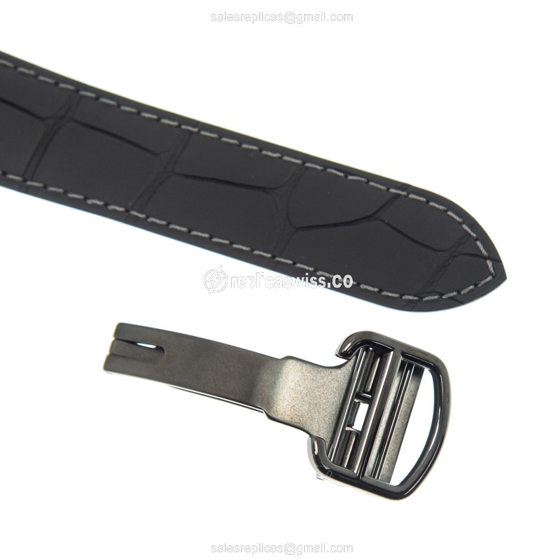 Cartier Santos Replica - Manual - Stainless Steel - Transparent - Black Leather - Clasp - View 4