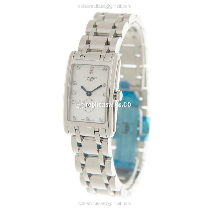 Longines L5.255.4.87.6 Replica - Quartz - White Dial, Steel Case on Silver Strap - View 3