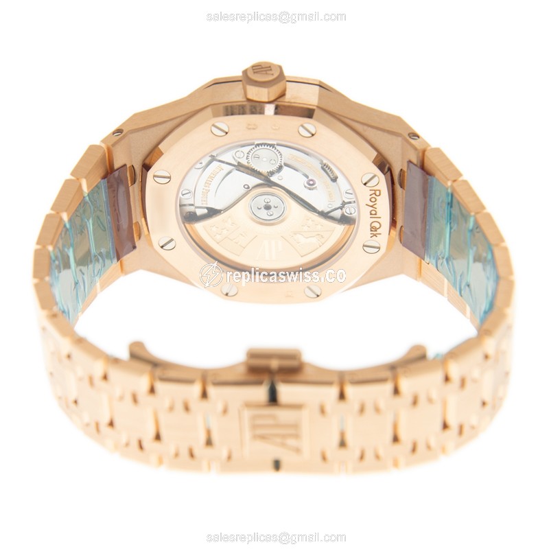 Audemars Piguet Royal Oak Replica - Automatic - 18kt Rose Gold - Diamond Case - Gray Dial - View 4