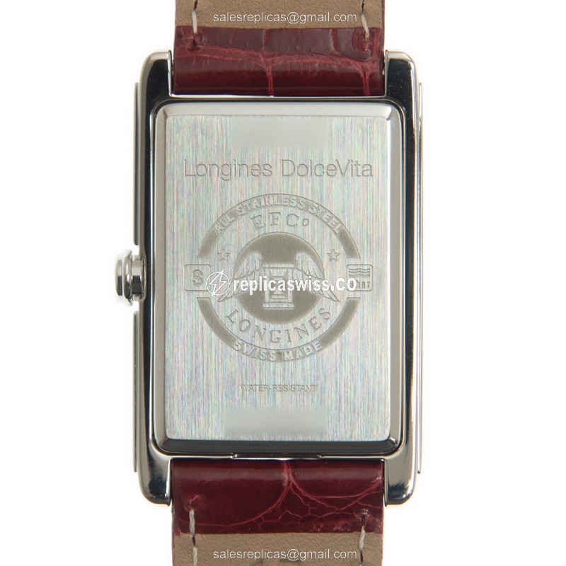 Longines Dolce Vita Quartz - Silver Dial - Stainless Steel Case, Red Leather Strap - View 3