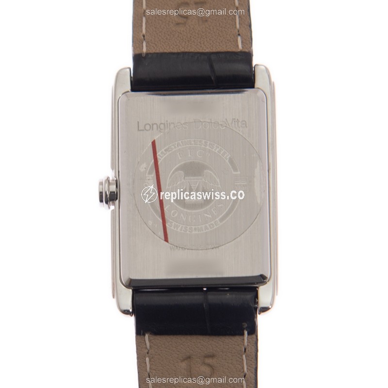 Longines Dolce Vita Replica - Quartz - Stainless Steel - Silver Dial - Black Alligator Buckle - View 3