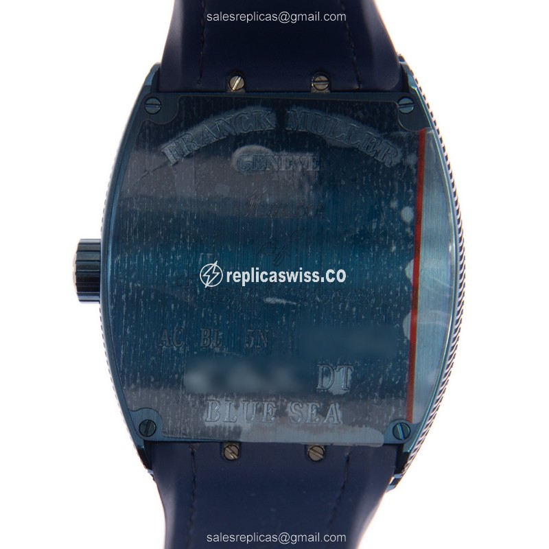 Franck Muller V 45 SC DT BLUE SEA - Automatic - 18kt Rose Gold - Blue Dial - Rubber Strap - View 3