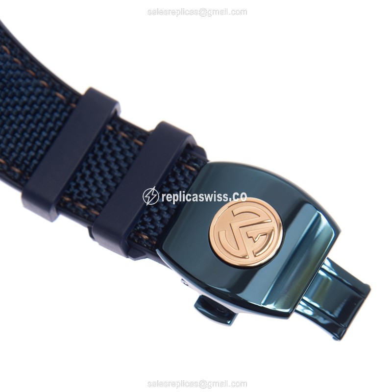 Franck Muller V 45 SC DT BLUE SEA - Automatic - 18kt Rose Gold - Blue Dial - Rubber Strap - View 4