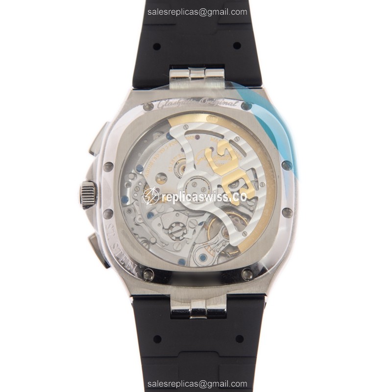 Glashutte Retro Collection 1-37-02-02-02-33 - Automatic - Silver Dial - Steel Case - Black Rubber Strap - View 3