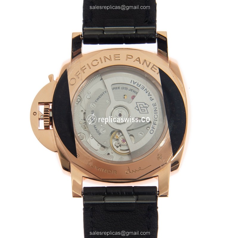 Panerai PAM01041 Replica - Automatic - 18kt Rose Gold - Black Dial - Alligator Black Strap - View 3