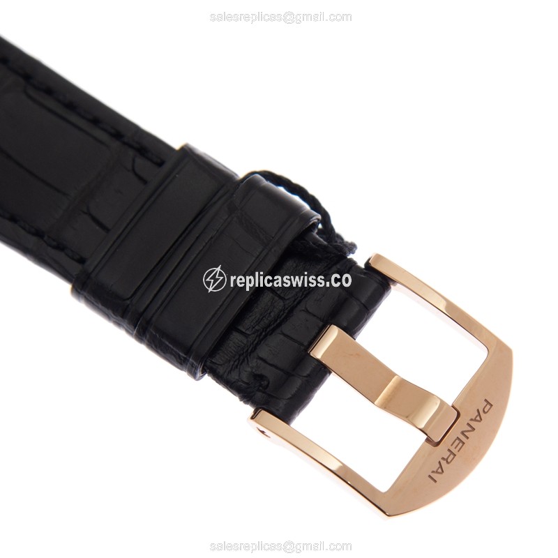 Panerai PAM01041 Replica - Automatic - 18kt Rose Gold - Black Dial - Alligator Black Strap - View 4