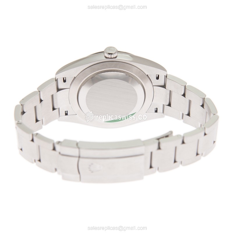 Rolex OYSTER PERPETUAL Replica - Automatic - Green Dial on Silver Steel Strap - View 4
