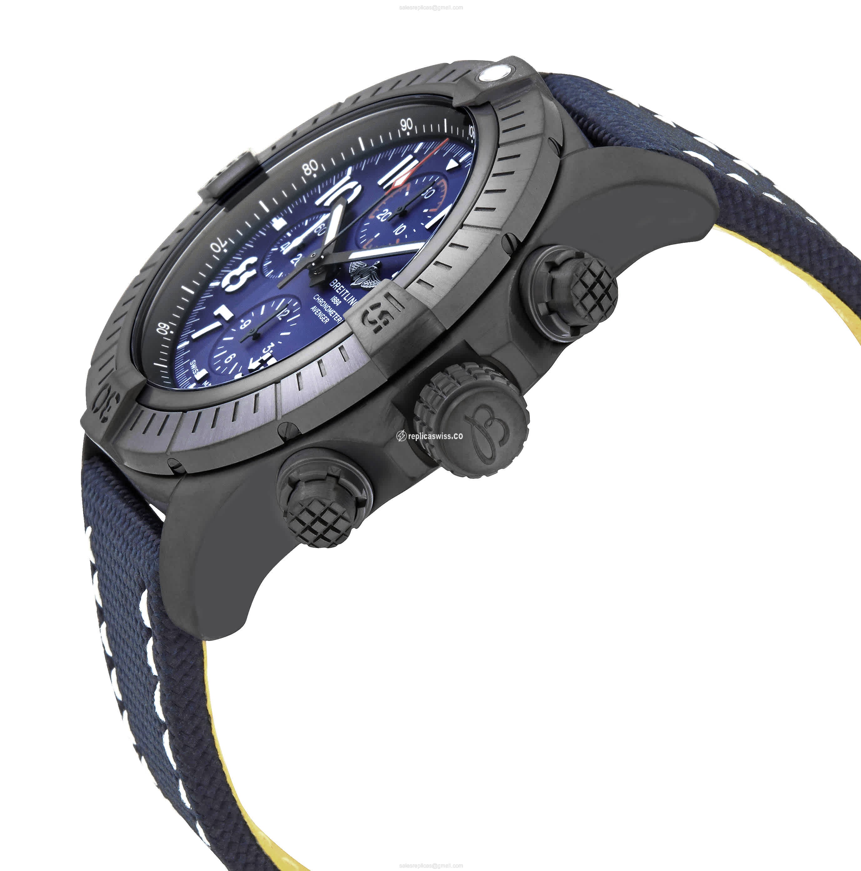 Breitling V13375101C1X1 Replica - Automatic Titanium - Blue Dial & Canvas Blue Strap - View 2