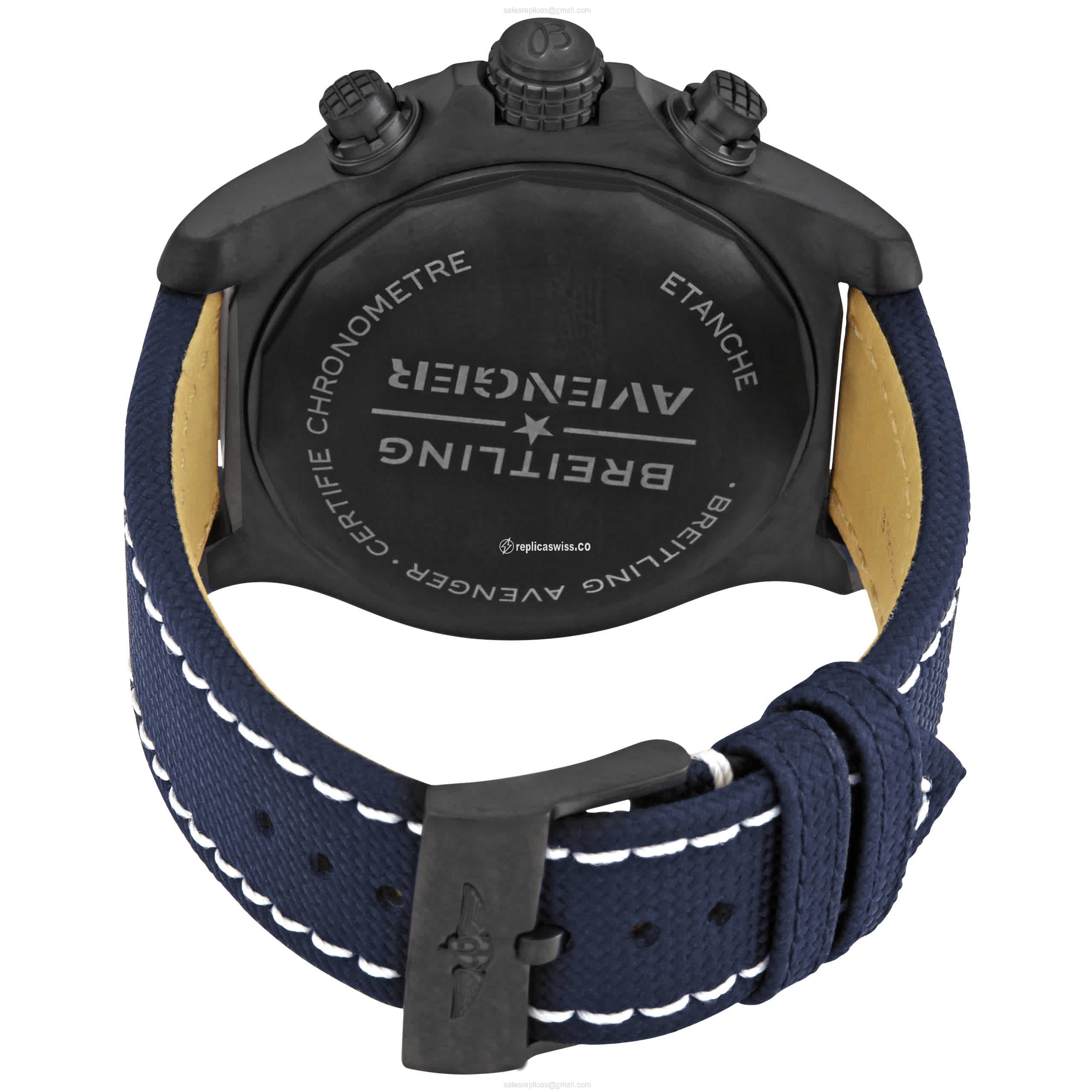 Breitling V13375101C1X1 Replica - Automatic Titanium - Blue Dial & Canvas Blue Strap - View 3