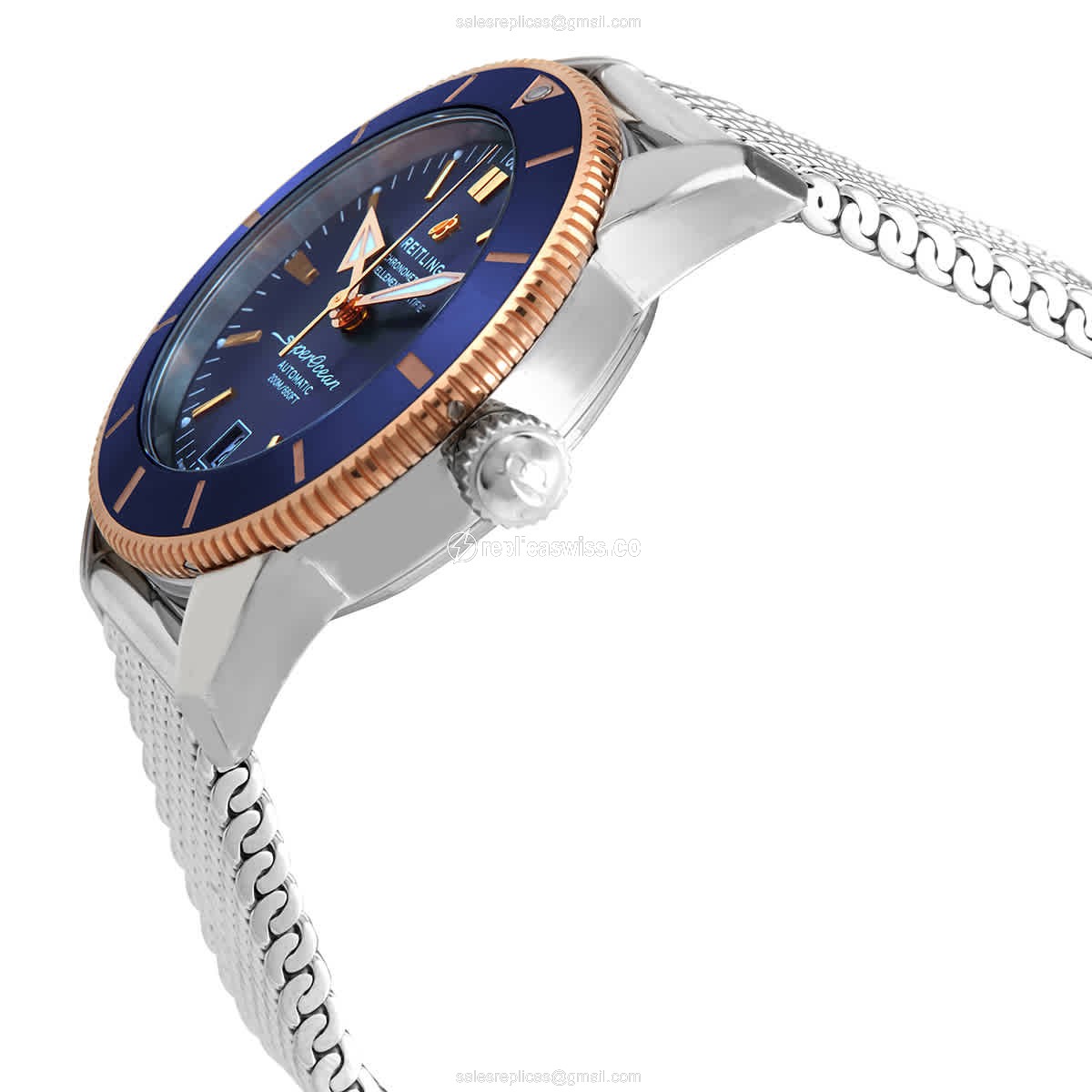 Breitling UB2010161C1A1 Replica - SuperOcean Heritage - Automatic - Steel Case - Blue Dial - Silver Steel Strap - View 2