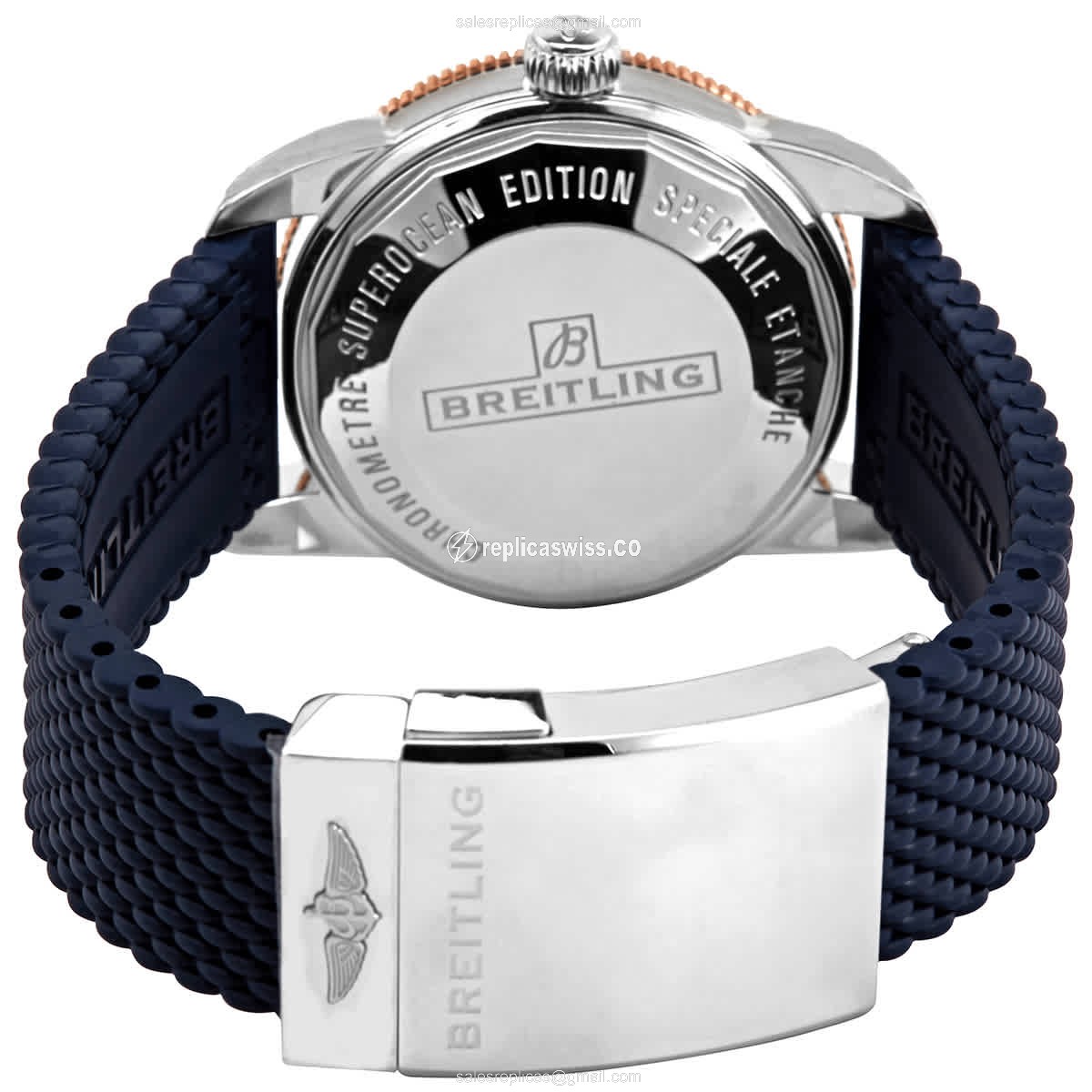 Breitling SuperOcean Heritage Replica - Automatic - Steel Case - Blue Dial - Rubber Strap - View 3
