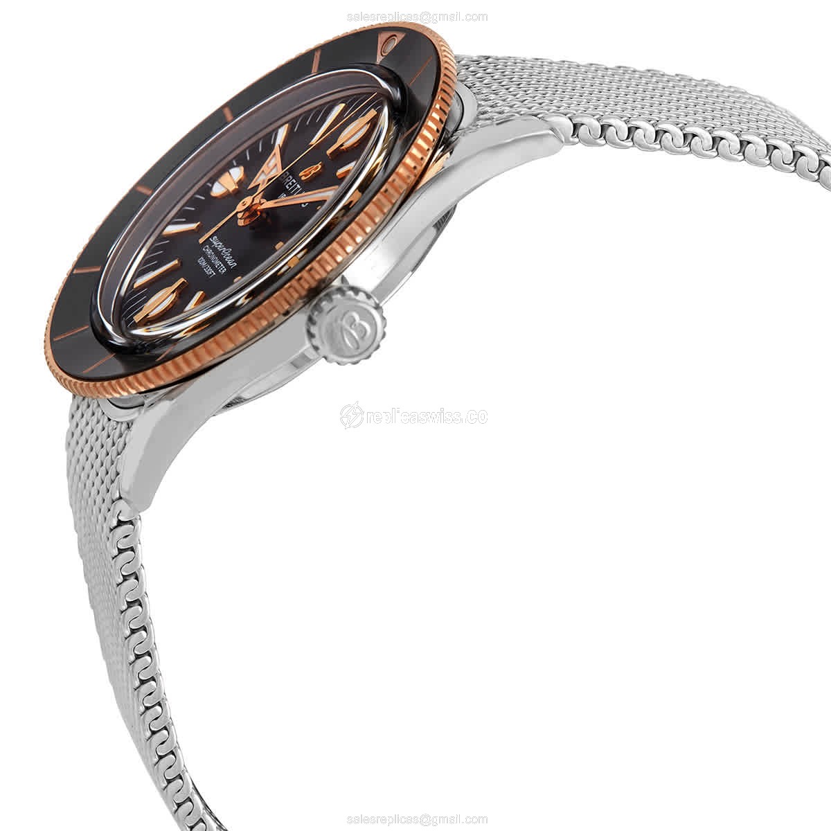 Breitling Superocean Heritage Replica - Automatic - 18kt Rose Gold & Steel - Black Dial - Silver Steel Strap - View 2
