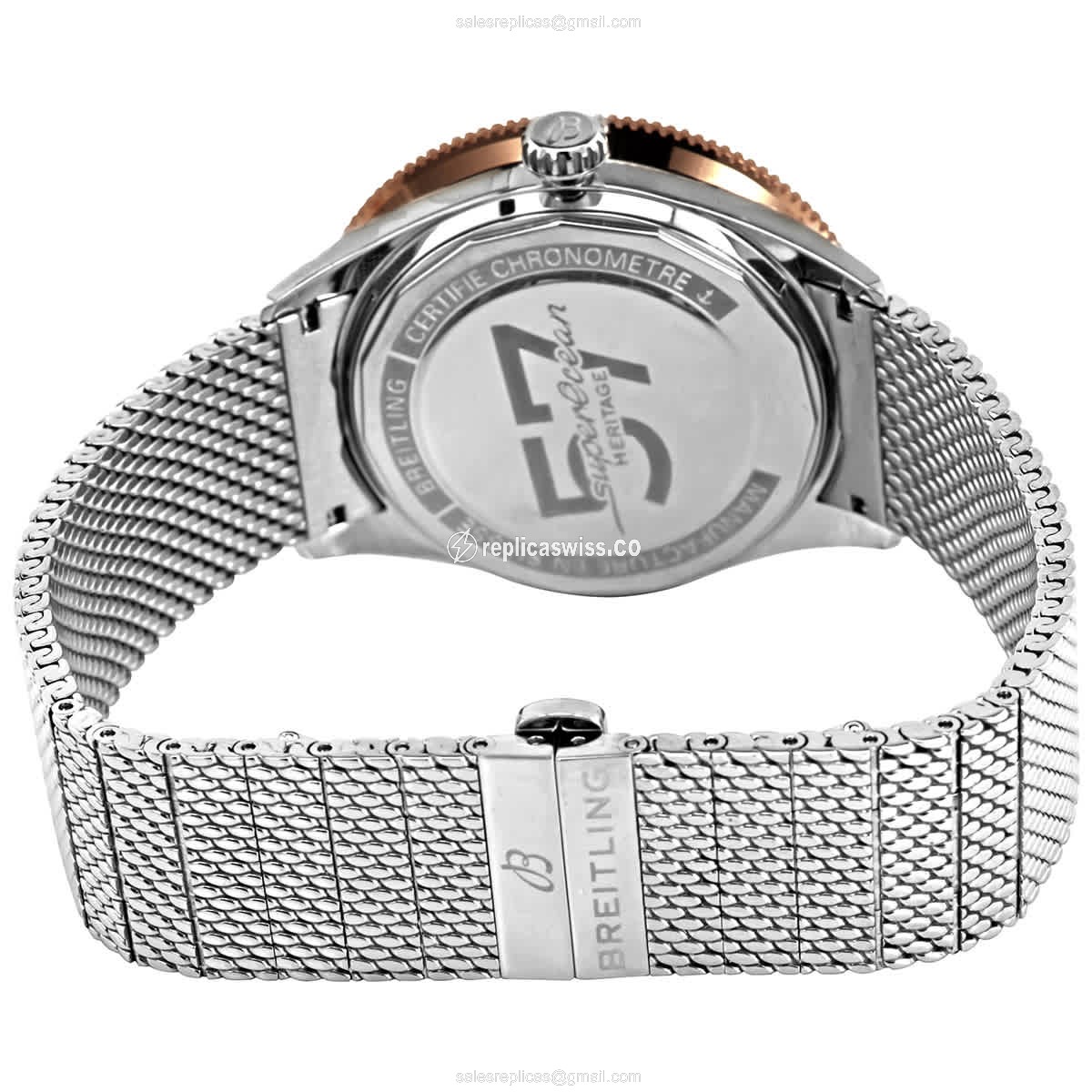 Breitling Superocean Heritage Replica - Automatic - 18kt Rose Gold & Steel - Black Dial - Silver Steel Strap - View 3
